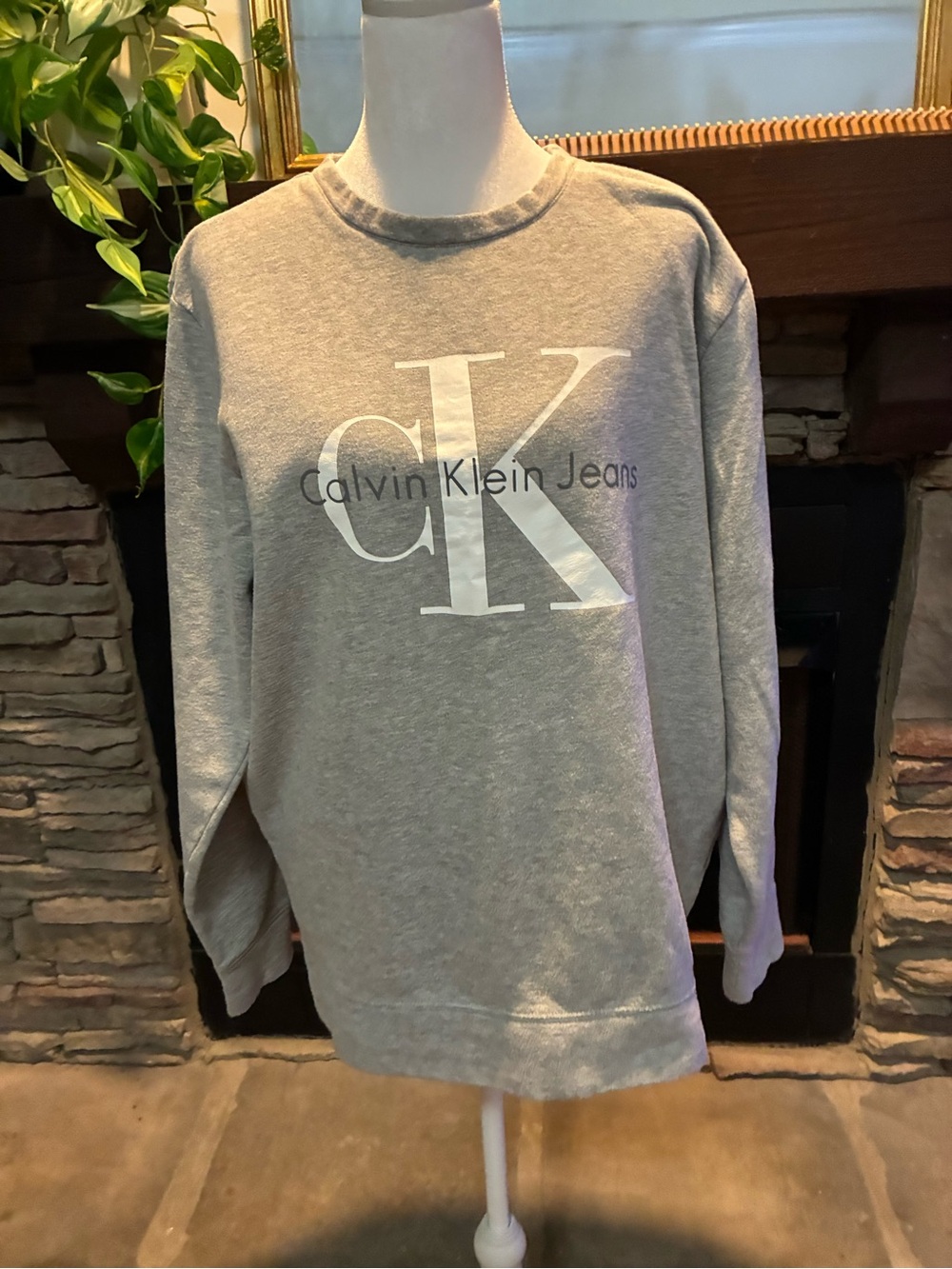 Calvin Klein Jeans Light Gray CK Logo Crewneck Sweatshirt